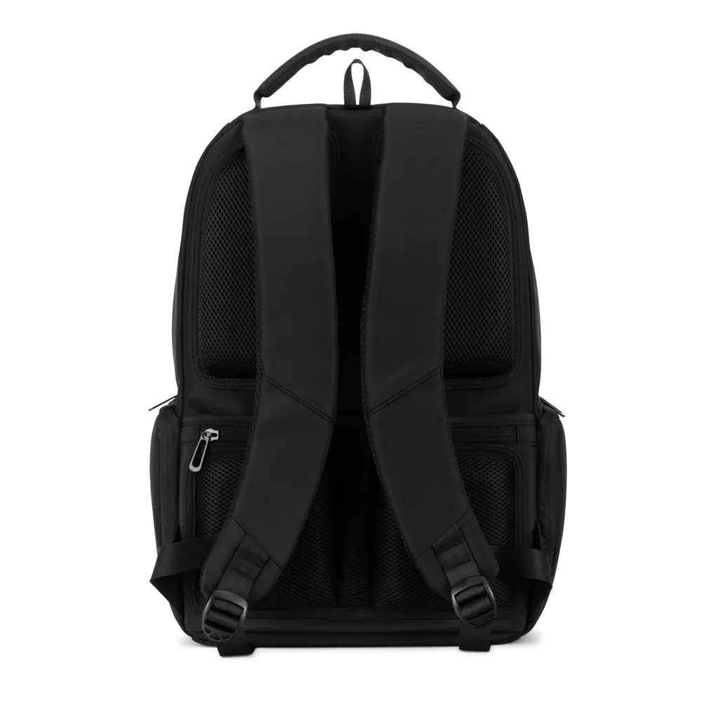 SPACIO SOLID. Mochila para computador portátil (17") em nylon 150D com 2 compartimentos acolchoados e placa para personalização