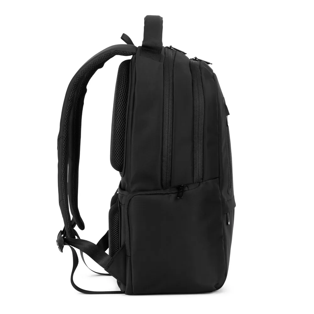 SPACIO SOLID. Mochila para computador portátil (17") em nylon 150D com 2 compartimentos acolchoados e placa para personalização