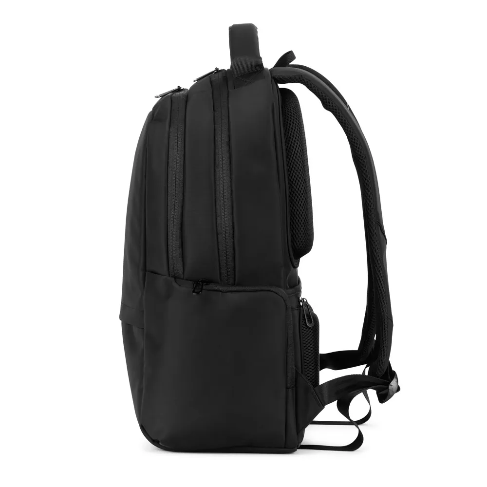 SPACIO SOLID. Mochila para computador portátil (17") em nylon 150D com 2 compartimentos acolchoados e placa para personalização