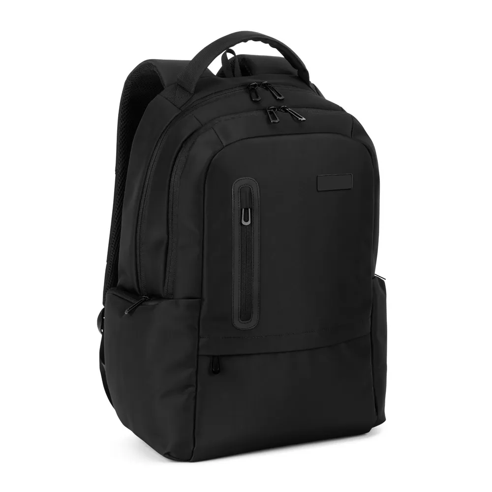 SPACIO SOLID. Mochila para computador portátil (17") em nylon 150D com 2 compartimentos acolchoados e placa para personalização