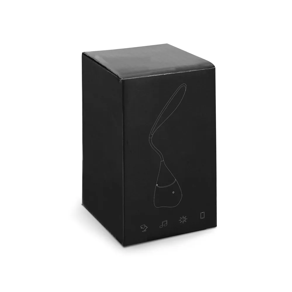 GRAHAM. Luminária de mesa com caixa de som em ABS com 18 LEDs de alto brilho