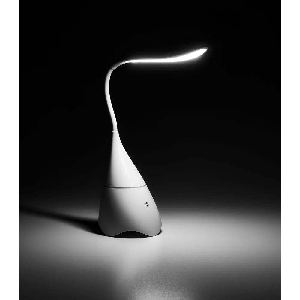 GRAHAM. Luminária de mesa com caixa de som em ABS com 18 LEDs de alto brilho