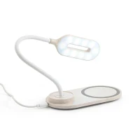 LEZZO. Luminária de mesa com carregador por indução super-rápido (15W), em ABS e fibra de palha de trigo