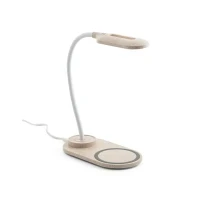 LEZZO. Luminária de mesa com carregador por indução super-rápido (15W), em ABS e fibra de palha de trigo