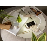 LEZZO. Luminária de mesa com carregador por indução super-rápido (15W), em ABS e fibra de palha de trigo