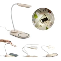LEZZO. Luminária de mesa com carregador por indução super-rápido (15W), em ABS e fibra de palha de trigo