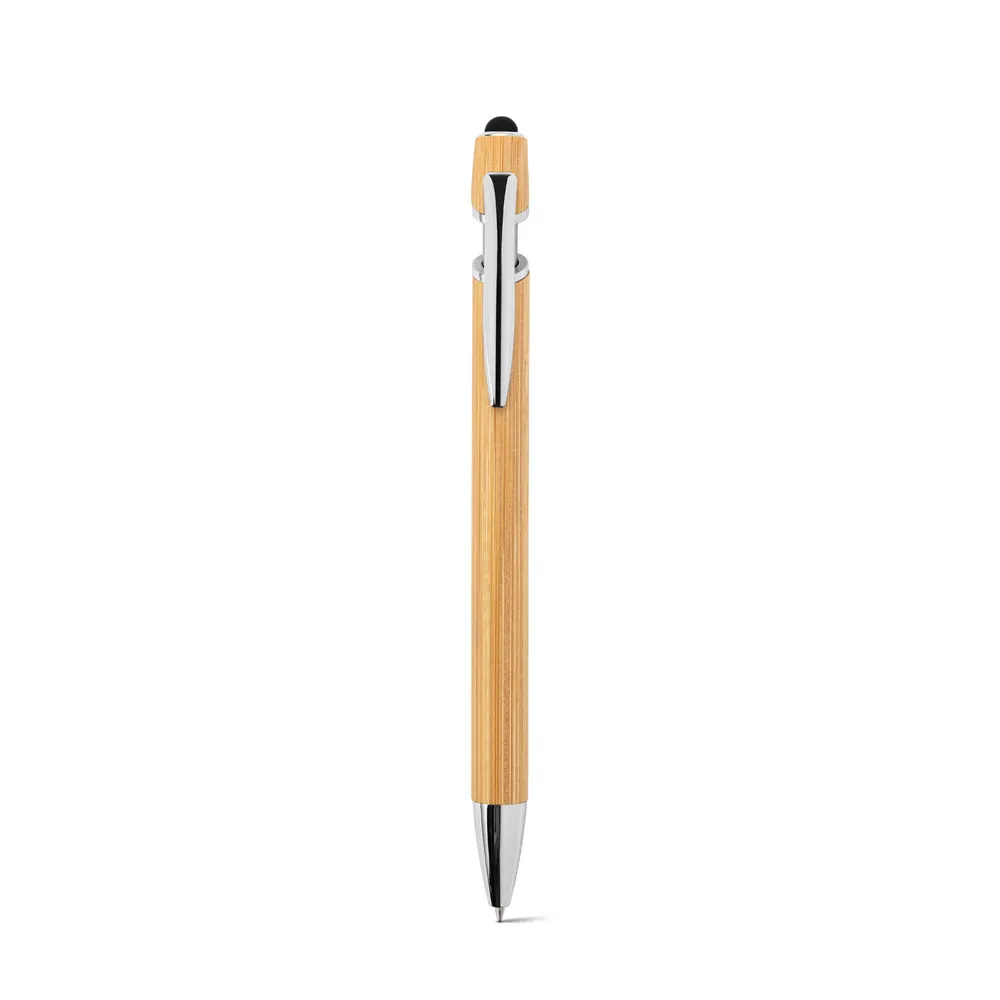 BLANC BAMBOO. Caneta esferográfica em bambu, com detalhes em alumínio cromado
