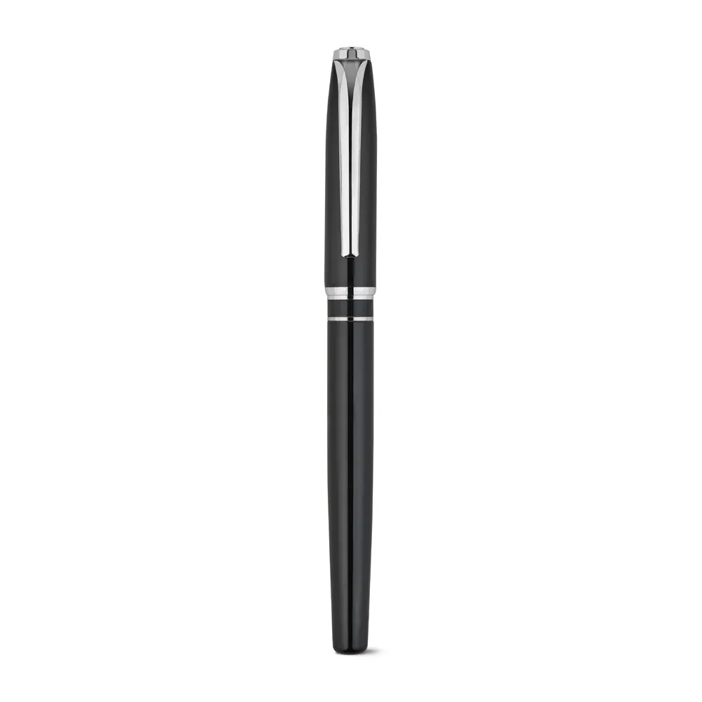 SARAMAGO. Set premium de 1 caneta esferográfica e 1 caneta roller em cobre e aço inox, com escrita em azul