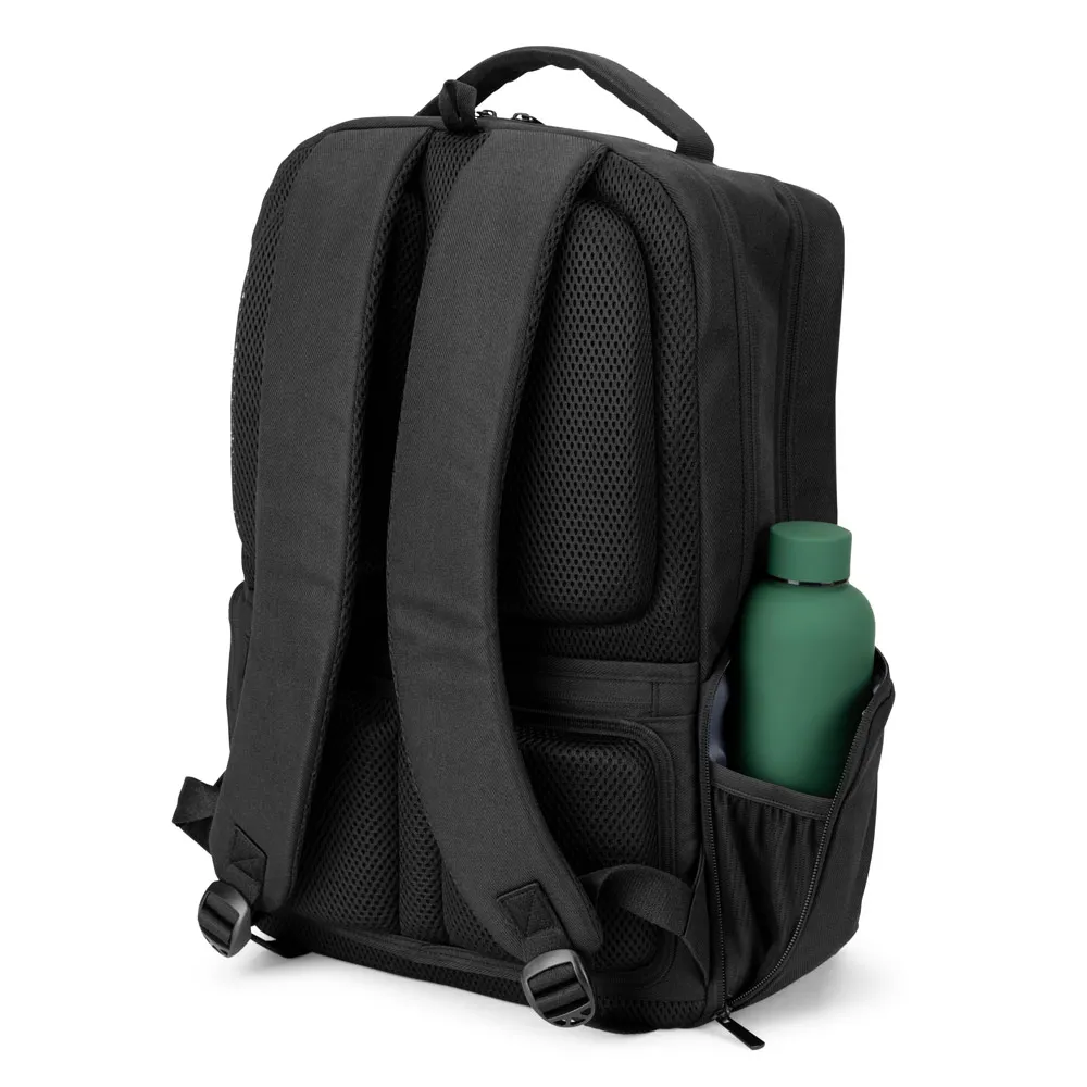 COPENHAGEN. Mochila em twill reciclado resistente à água com dois bolsos frontais de grande dimensão (17'3")