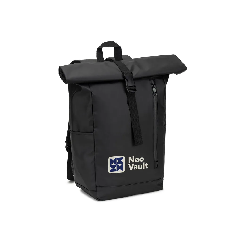 OSASCO BPACK. Mochila "Roll top" com design em sistema de fecho que permite enrolar a parte superior em poliéster reciclado 600D de alta densidade com revestimento resistente á água 20 L