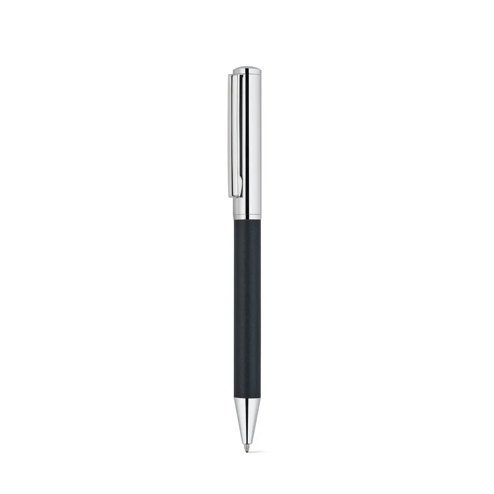 GARRETT. Conjunto composto por 1 caneta esferográfica e 1 caderno, em PU e aço inox