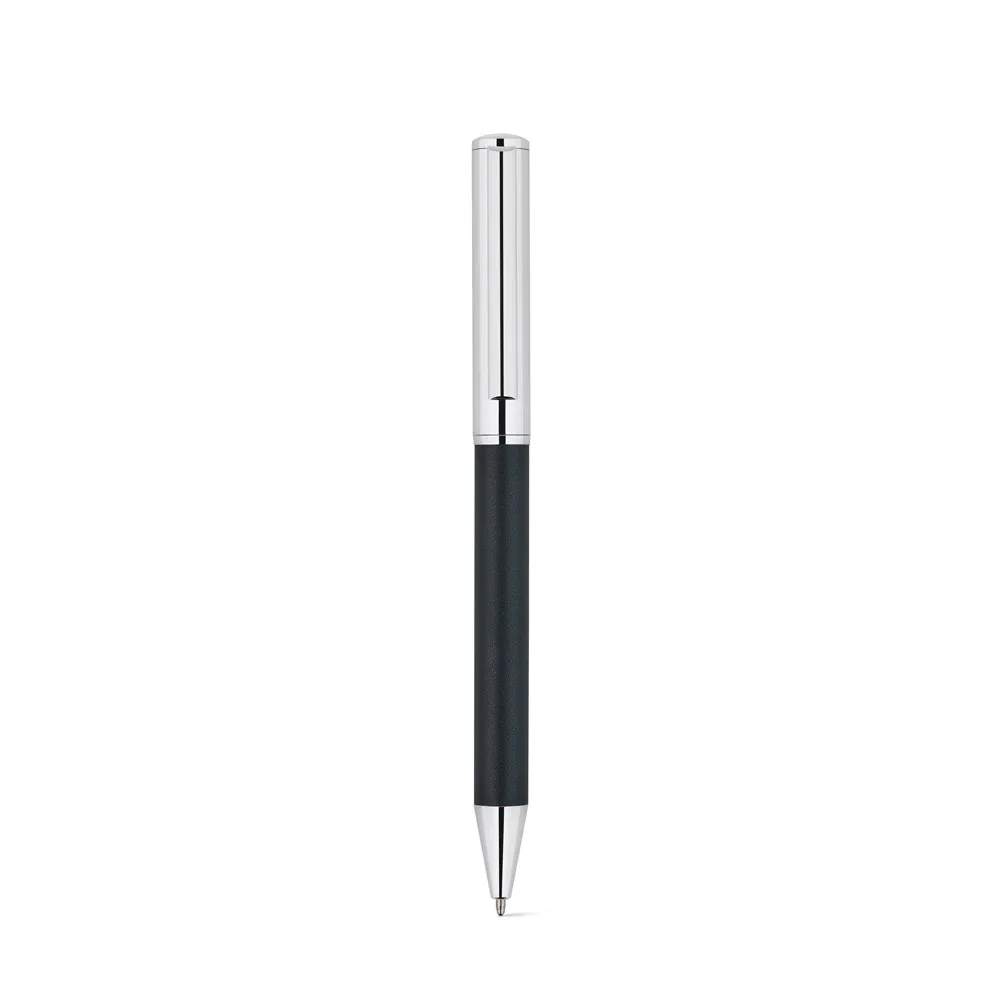 GARRETT. Conjunto composto por 1 caneta esferográfica e 1 caderno, em PU e aço inox