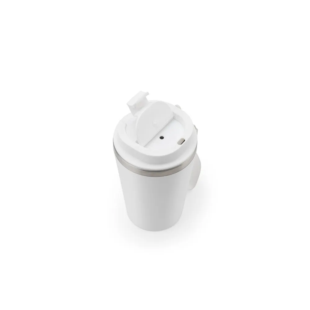 SPITZ. Copo de viagem em aço inoxidável 90% reciclado com parede dupla e acabamento em mate 460 mL