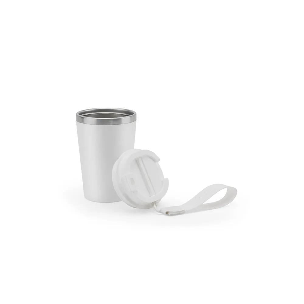 SPITZ. Copo de viagem em aço inoxidável 90% reciclado com parede dupla e acabamento em mate 460 mL