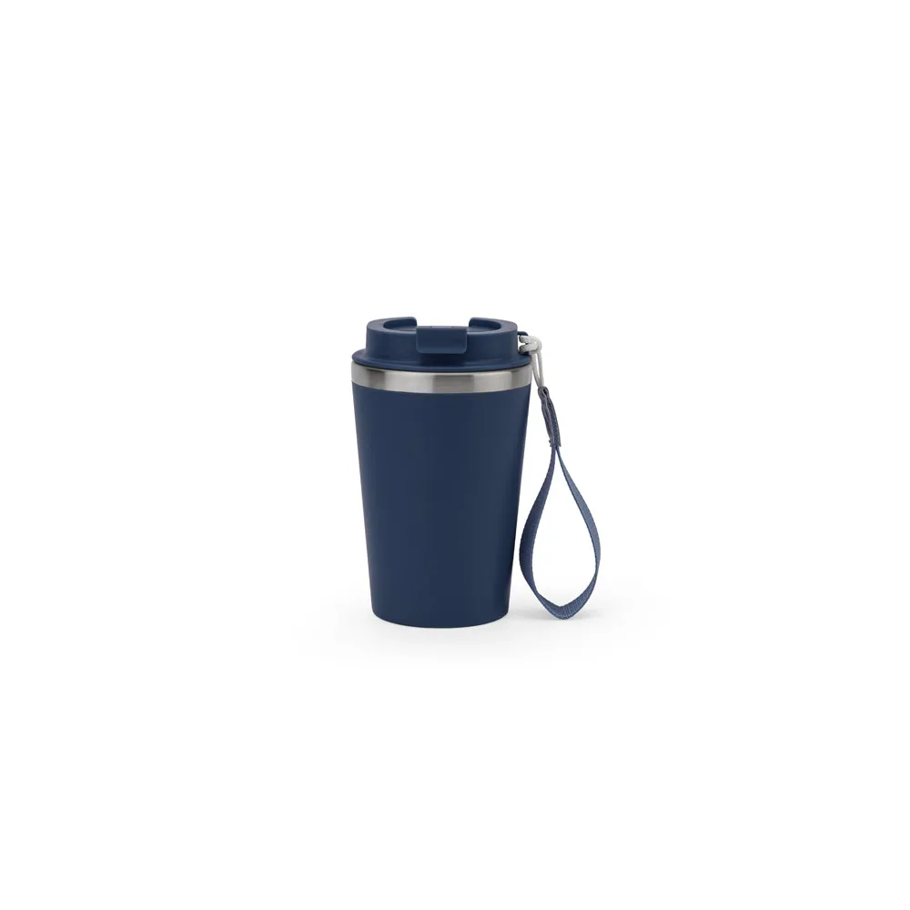 SPITZ. Copo de viagem em aço inoxidável 90% reciclado com parede dupla e acabamento em mate 460 mL