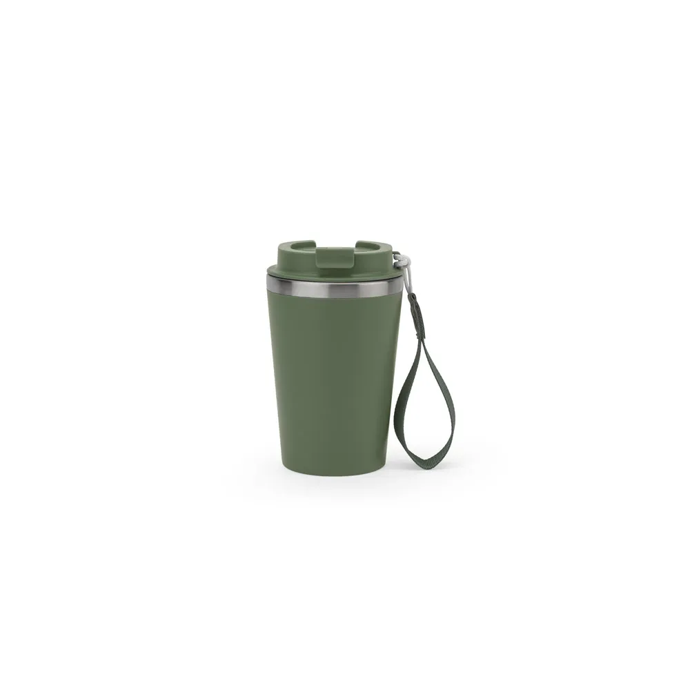 SPITZ. Copo de viagem em aço inoxidável 90% reciclado com parede dupla e acabamento em mate 460 mL