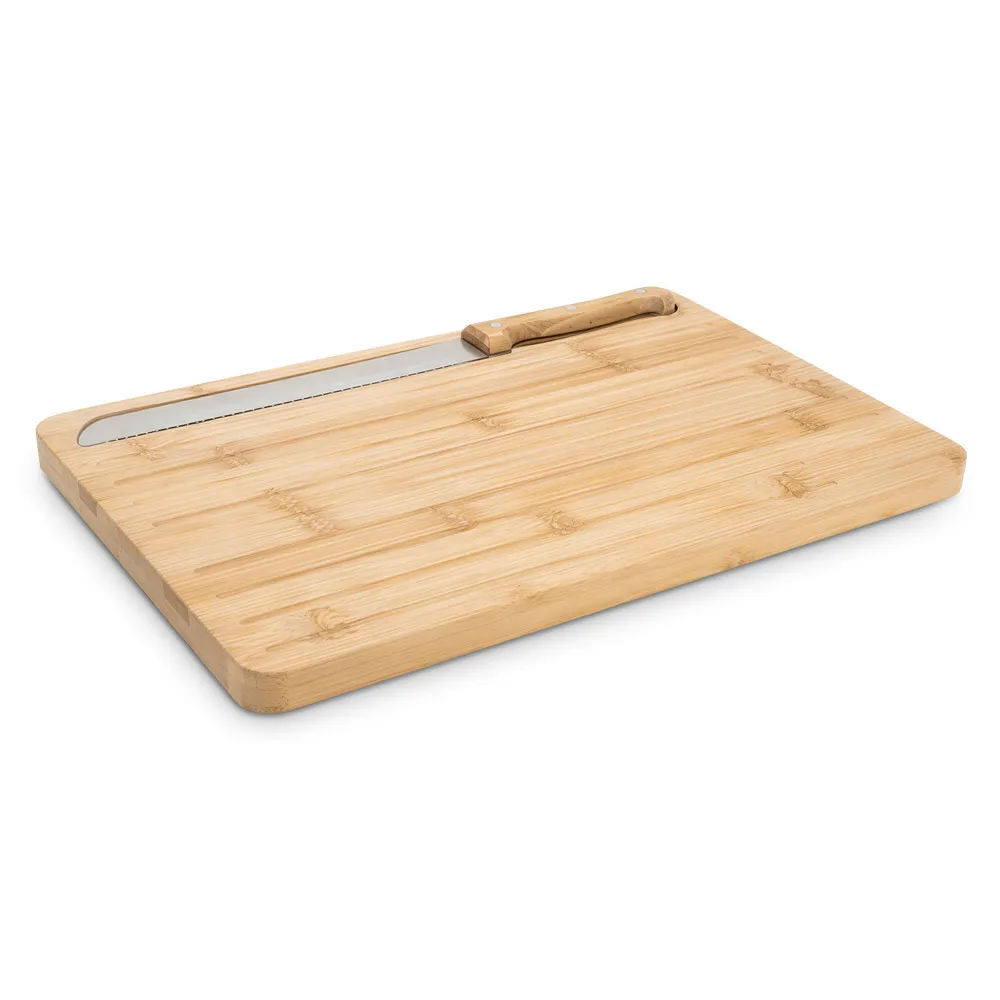 CATCHER. Tábua de cortar pão em bambu com faca incluso