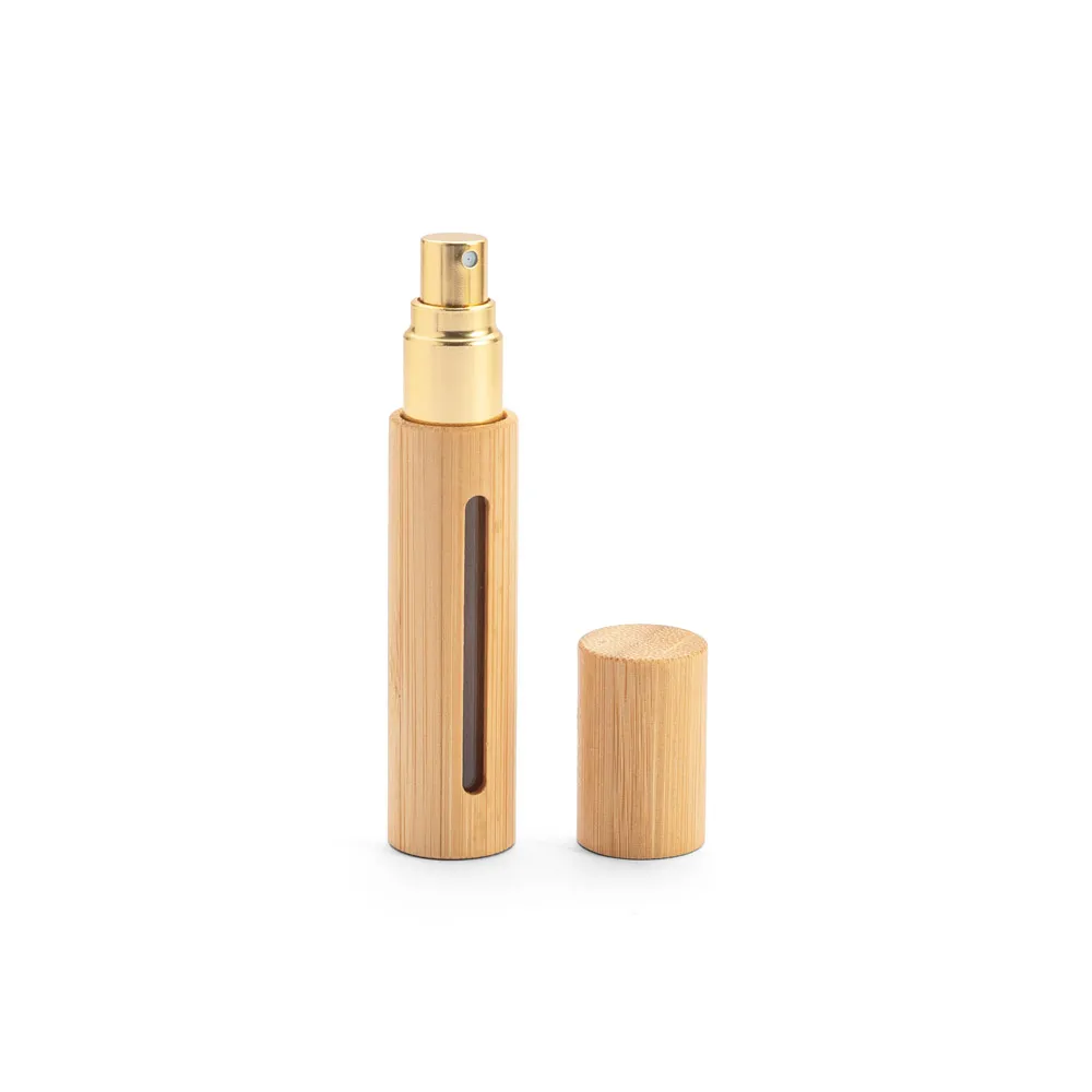 REESE. Borrifador de perfume recarregável, com invólucro em bambu natural