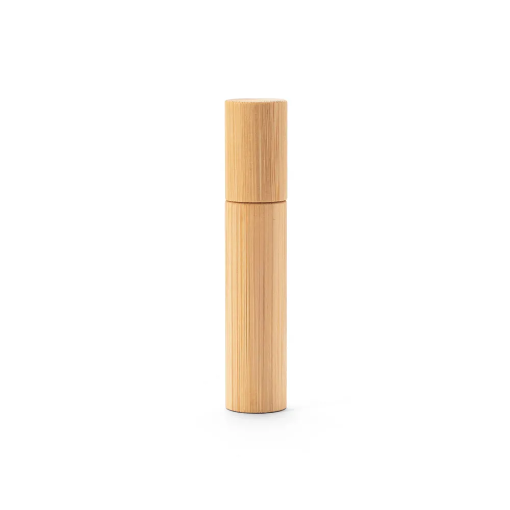 REESE. Borrifador de perfume recarregável, com invólucro em bambu natural
