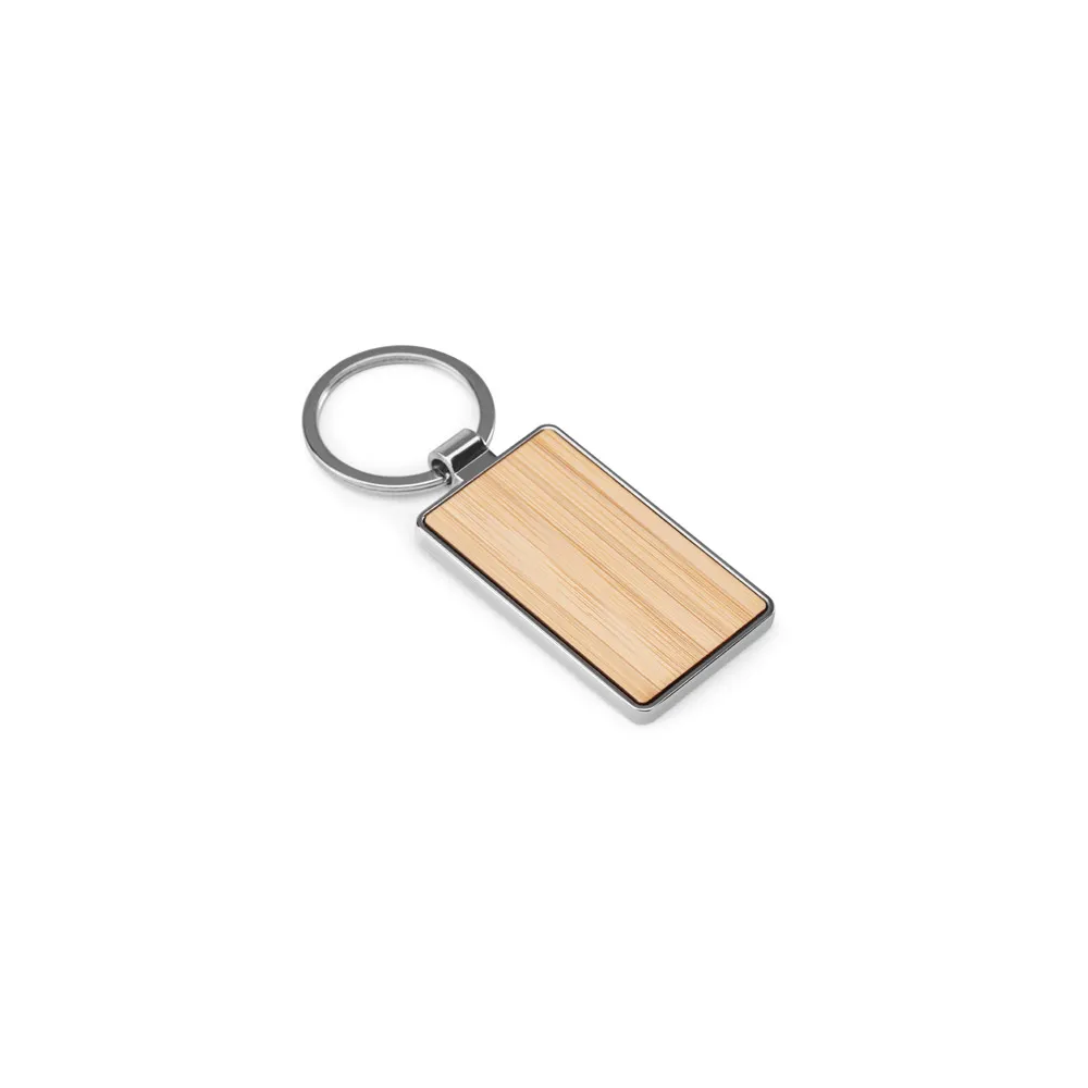 GASTON RECTANGULAR. Chaveiro em ferro com formato retangular em zinco e bambu