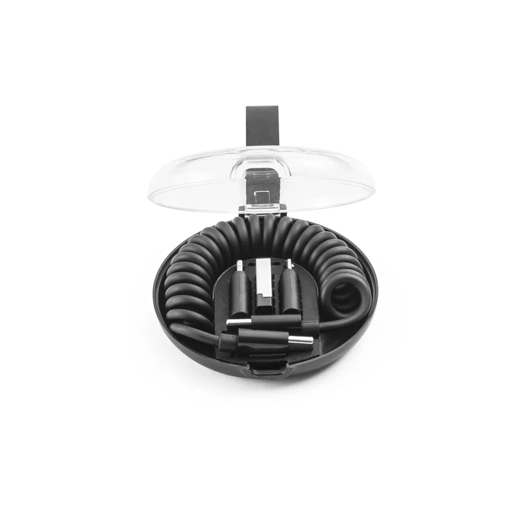 SHELDON. Conjunto composto por cabo espiral com carregamento super-rápido e adaptadores