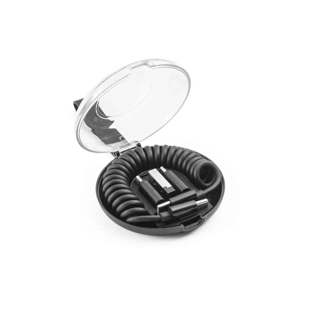 SHELDON. Conjunto composto por cabo espiral com carregamento super-rápido e adaptadores