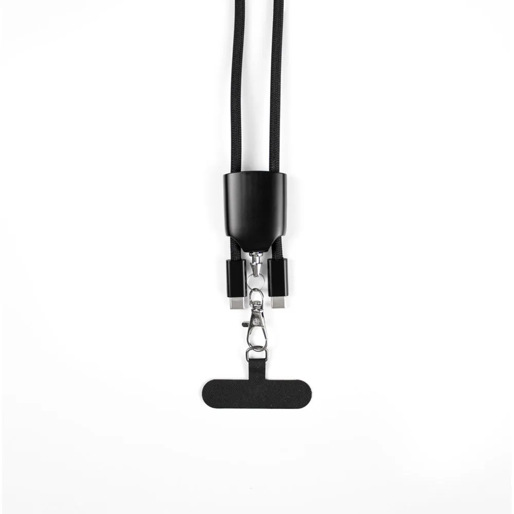 ZEWAIL. Cordão lanyard com suporte para celular incluso, cabo USB-C e diversos adaptadores em ABS reciclado e TPE reciclado