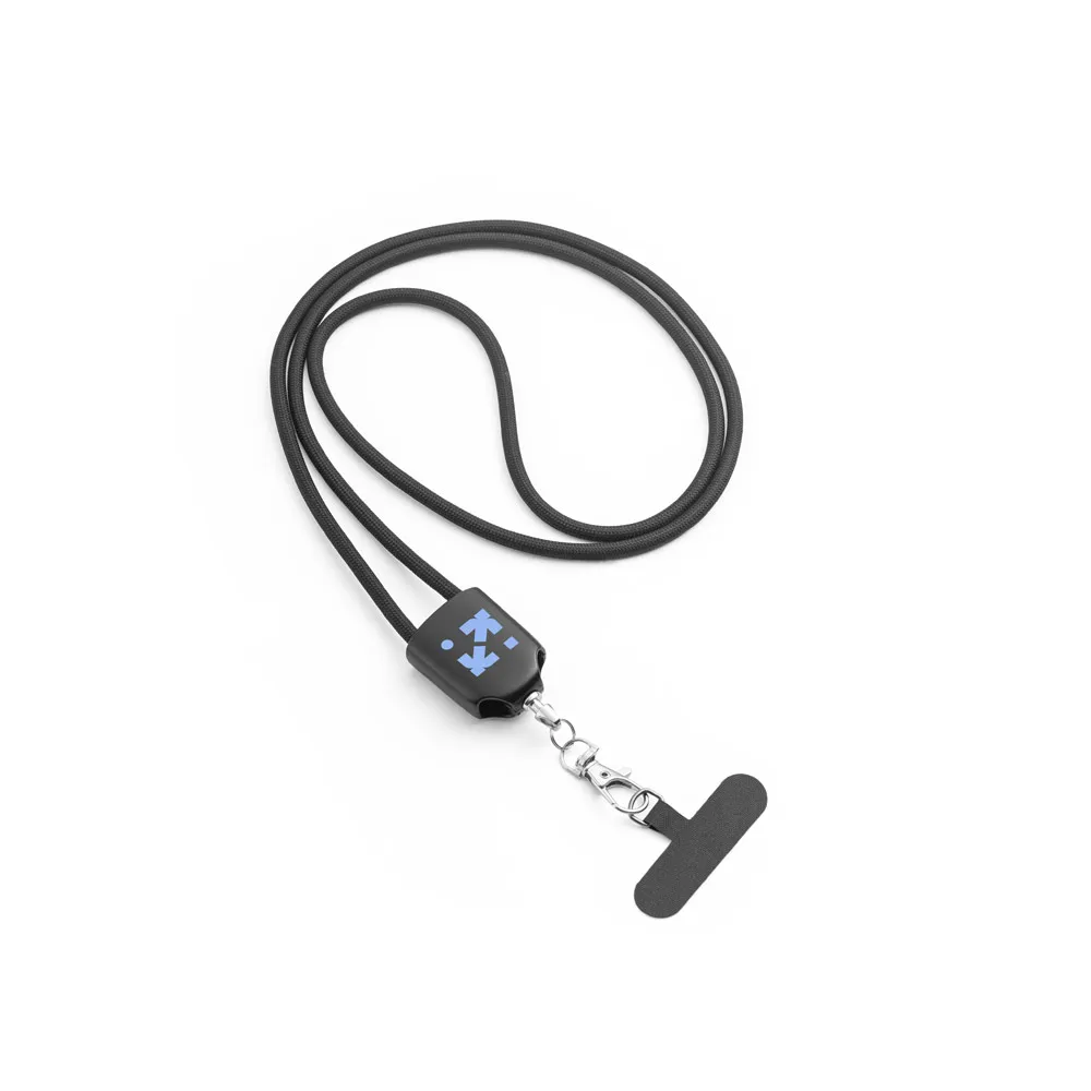 ZEWAIL. Cordão lanyard com suporte para celular incluso, cabo USB-C e diversos adaptadores em ABS reciclado e TPE reciclado
