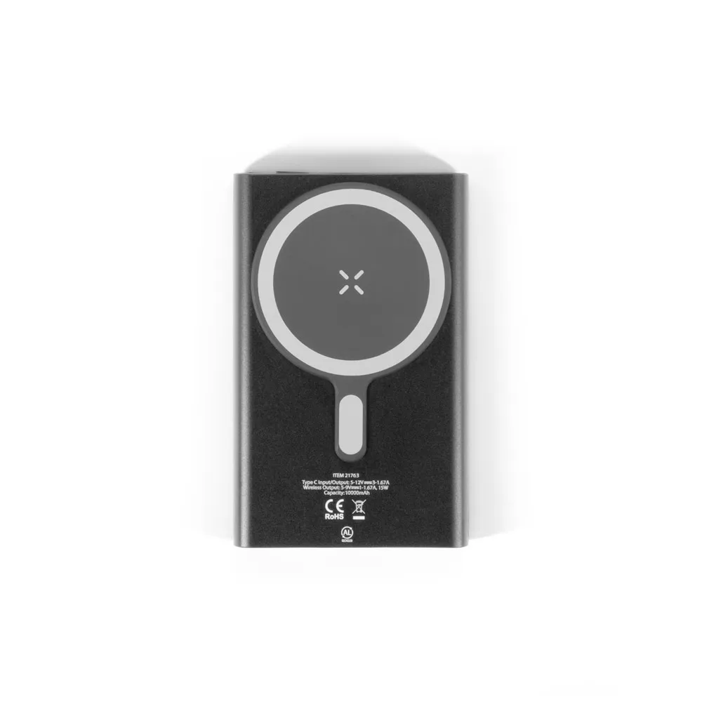 WRIGHT 5. Bateria portátil magnética com carregamento super-rápido em alumínio reciclado e ABS reciclado (5'000 mAh)