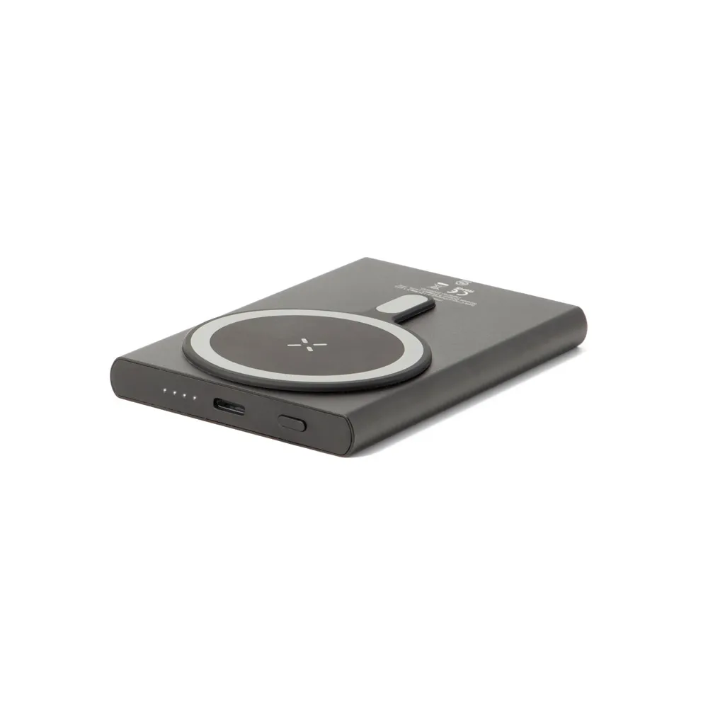 WRIGHT 5. Bateria portátil magnética com carregamento super-rápido em alumínio reciclado e ABS reciclado (5'000 mAh)