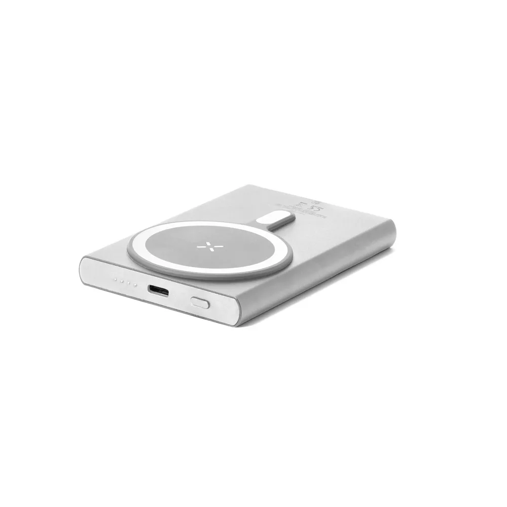 WRIGHT 5. Bateria portátil magnética com carregamento super-rápido em alumínio reciclado e ABS reciclado (5'000 mAh)