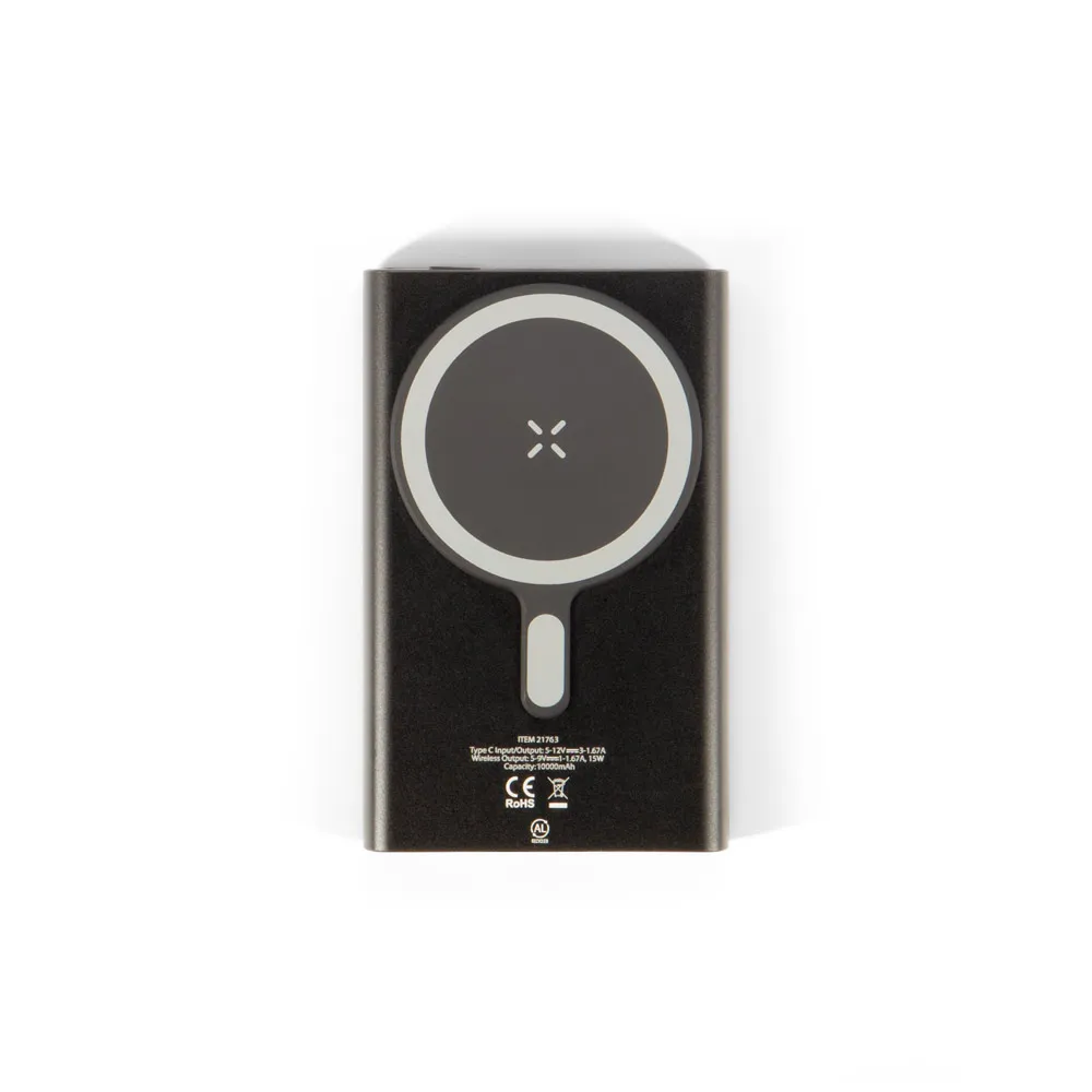 WRIGHT 10. Bateria portátil magnética com carregamento super-rápido em alumínio reciclado e ABS reciclado (10'000 mAh)