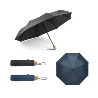 RIVER. Guarda-chuva, dobrável, em poliéster 100% reciclado pongee 190T com abertura e fecho automático